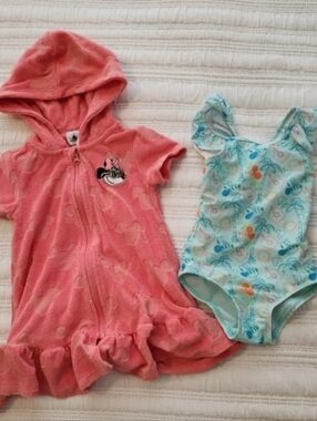 Disney World Parks Kids Swim One Piece 3t Minnie Coral